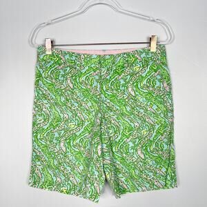 Lilly Pulitzer Size 2 Chomp Chomp Avenue Alligator Shorts Shorely Blue Green